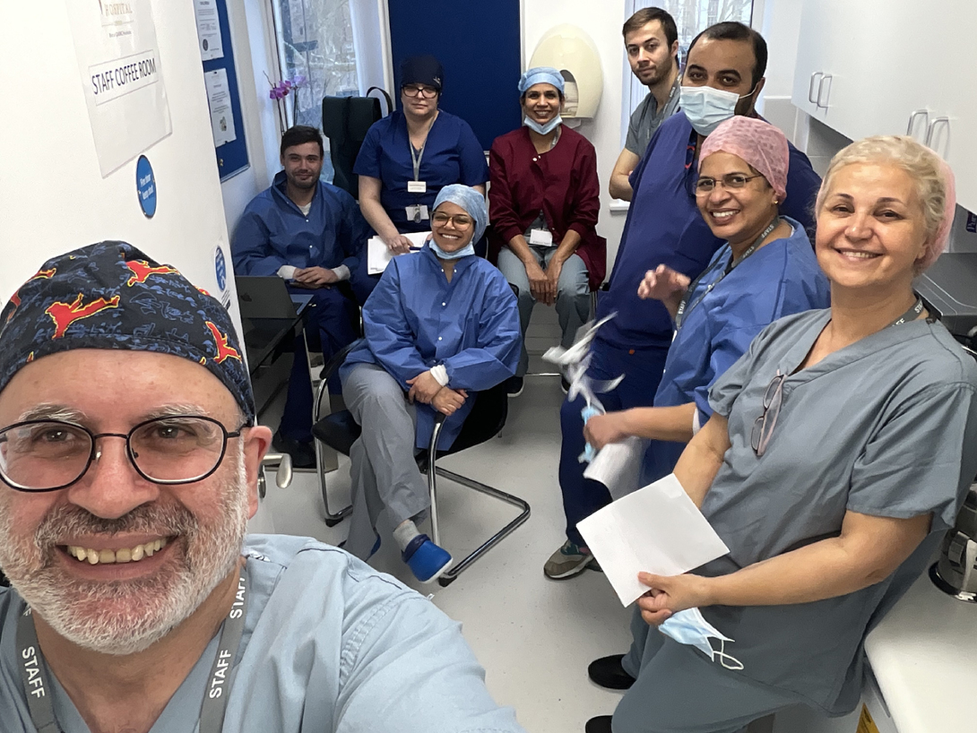 Dr Vahidi with the Fitzrovia Hospital theatre team.