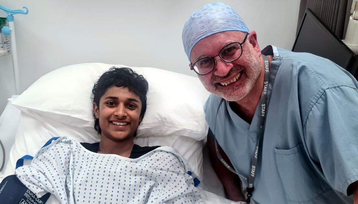 Sai 2 hours post-op in recovery with Mr Vahidi